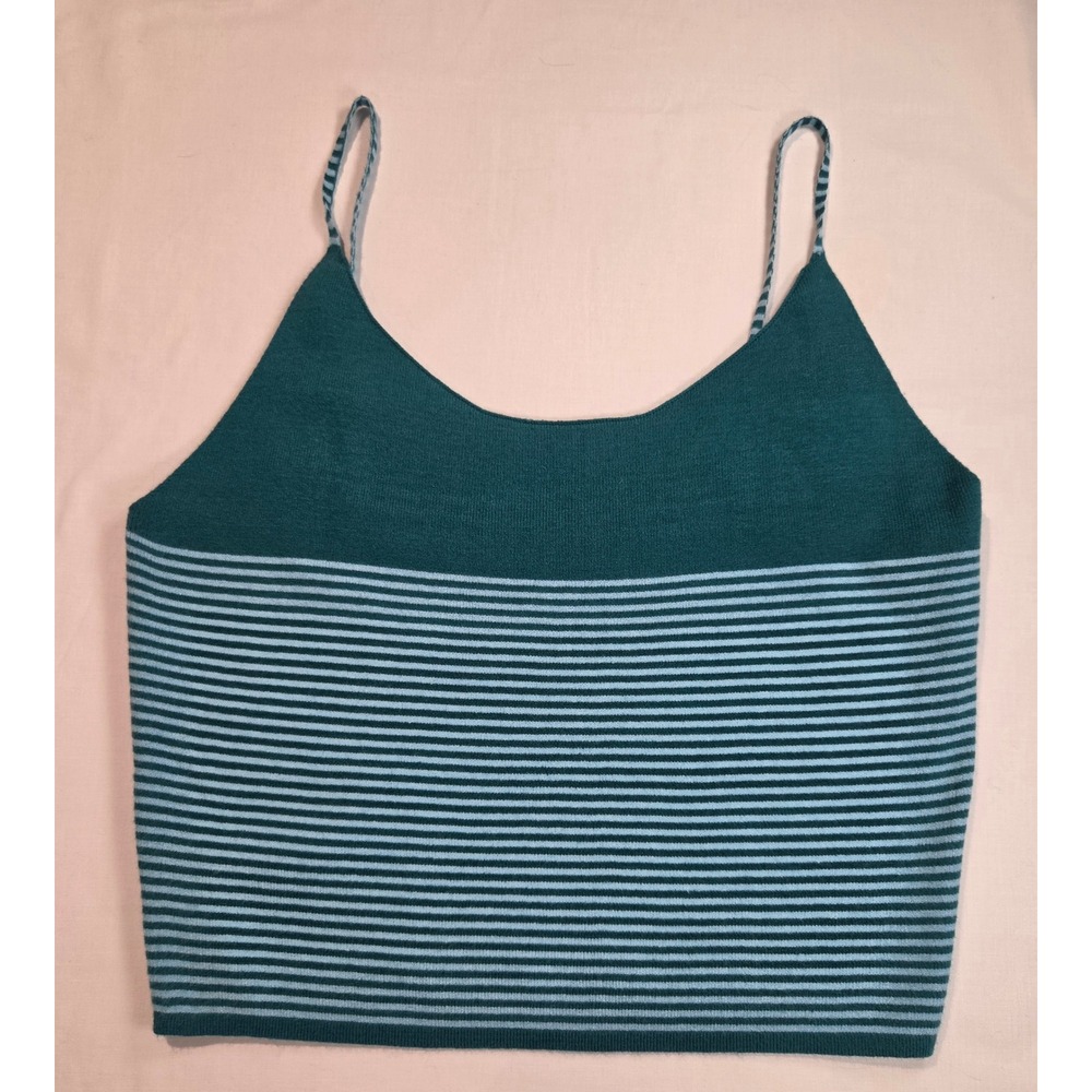PacSun Your Favorite Green Blue Striped Knit Cami Top Large NWT
